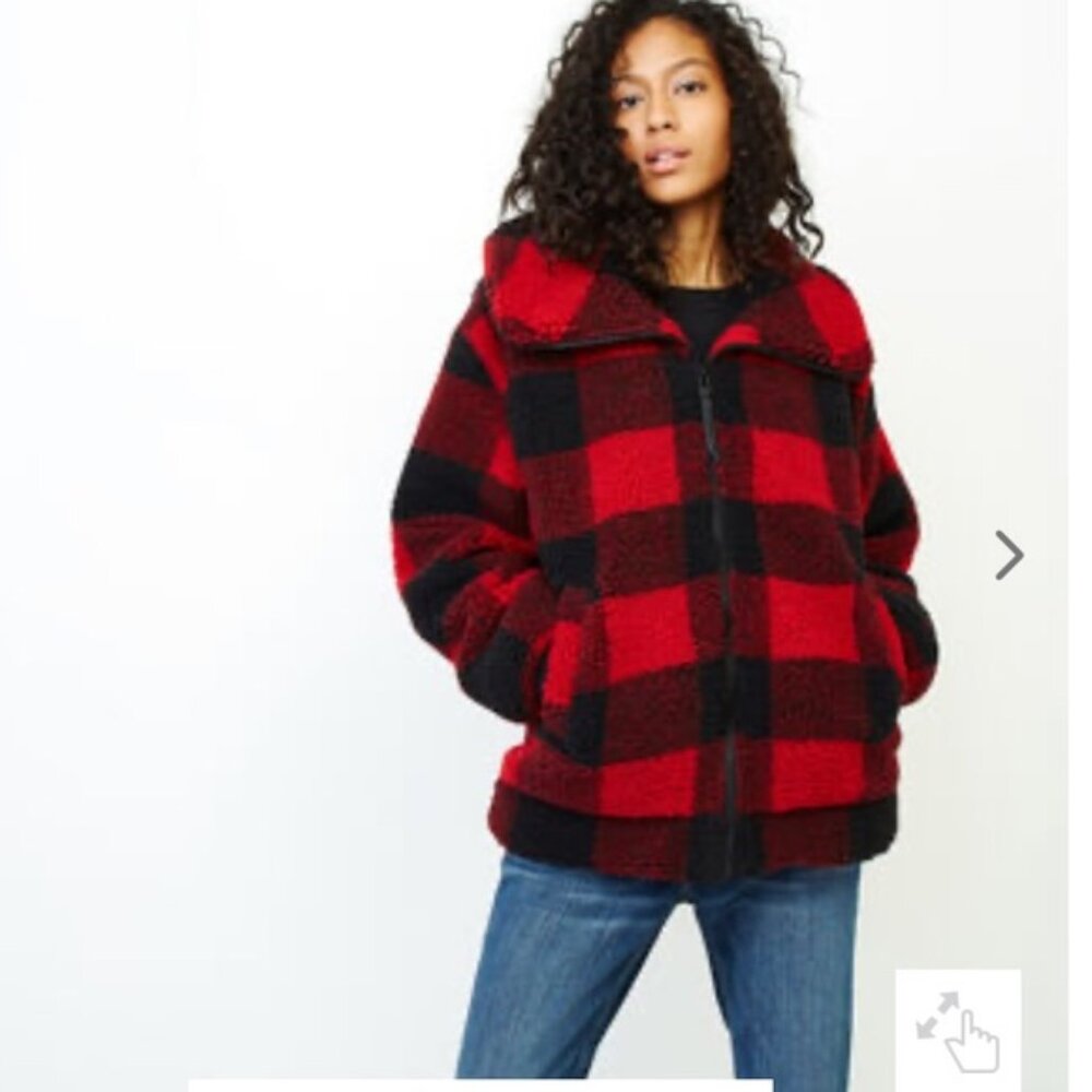 Roots Red Black Buffalo Plaid Winter Coat
